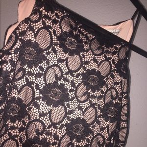 Black and light pink mini halter top dress